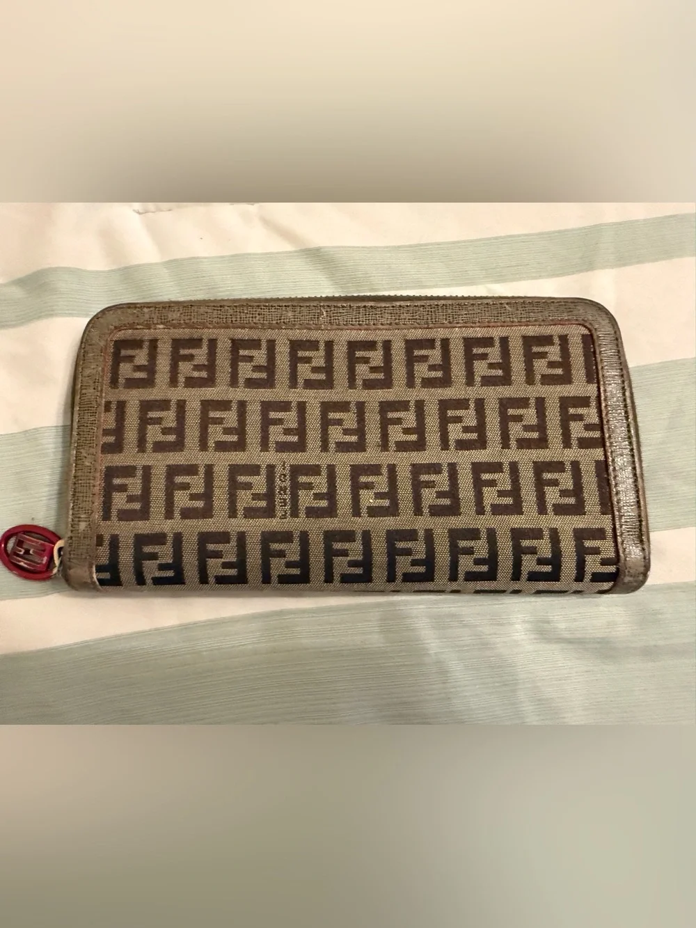 Fendi Monogram Zucchino/Zucca Zip-Around Wallet